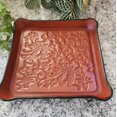 thumbnail image 2 of floral leather valet tray, premium 8 oz brown leather, embossed paisley style pattern, 2 of 4