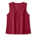 thumbnail image 4 of Hurxie Women's Loose Fit V Neck Lace Sleeveless Summer Tank Top Red,XL, 4 of 7
