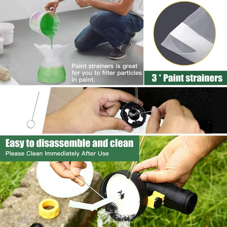 TECCPO Paint Sprayer 4 Nozzles Sizes 3 Spray Patterns 1300ml Detachable Container Great Finish