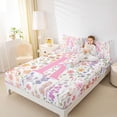 thumbnail image 3 of Erosebridal Erosebridal Girls Pink Floral Full Size Sheets, Garden Flower Bed Sheets, K Letter, 1 Flat Sheet, 1 Fitted Sheet and 2 Pillowcases, 3 of 5