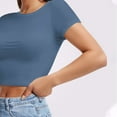thumbnail image 4 of Htigea Clearance Womens Summer Crop Tops Short Sleeve Round Neck T-Shirts Loose Fit Casual Blouse Today Deals Navy,S, 4 of 6