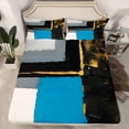 thumbnail image 2 of jejeloiu Graffiti Geometric Square Twin Sheet Sets,Blue White Black Bedding For Adults 3 Pieces, 2 of 7
