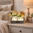 thumbnail image 5 of BEKITCHEN Mason Jar Table Centerpiece Decor for Dining Room Coffee Table with 2 LED Jars & Flowers, 5 of 8