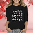 thumbnail image 2 of XASZHN T-Shirt Mode Fonctionnel Col Rond Manches Trois-Quarts Décontracté Imprimé pour Filles Noir 3-4 Ans, 2 of 4