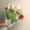 thumbnail image 3 of Handmade Crochet Flower Bouquet - Realistic Knitted Roses Gift for Mother's Day Valentine's Birthday Home Decor - Red DIY Yarn Floral Arrangement Women's Day Present for Mom Wife Girlfriend - 1Pc, 3 of 7