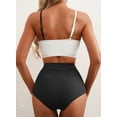 thumbnail image 5 of Women’s Two Piece Bikini Set Square Neck Adjustable Straps High Waisted Full Coverage Bottom for Beach Vacation Black L, 5 of 5