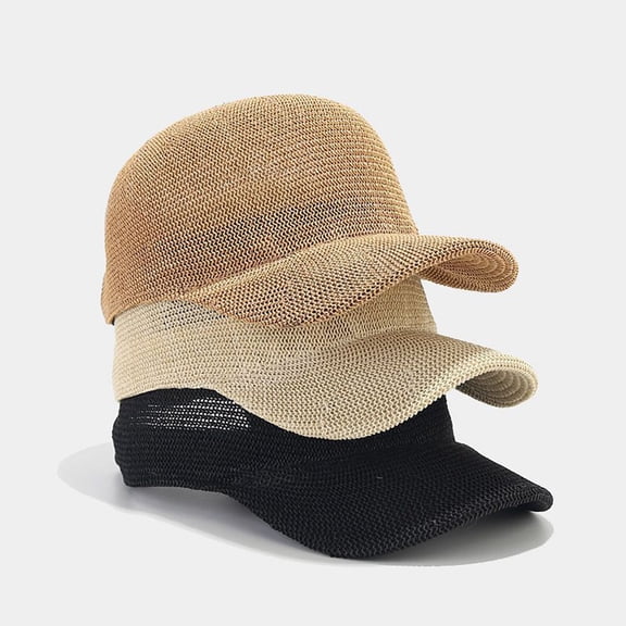 MKKAS Women's Straw Baseball Cap Hat Natural Beachy Bohemian Woven Paper Straw Breathable Adjustable Hat for Summer Sun Protection, Khaki, Baseball Cap Hat, Women's, Straw