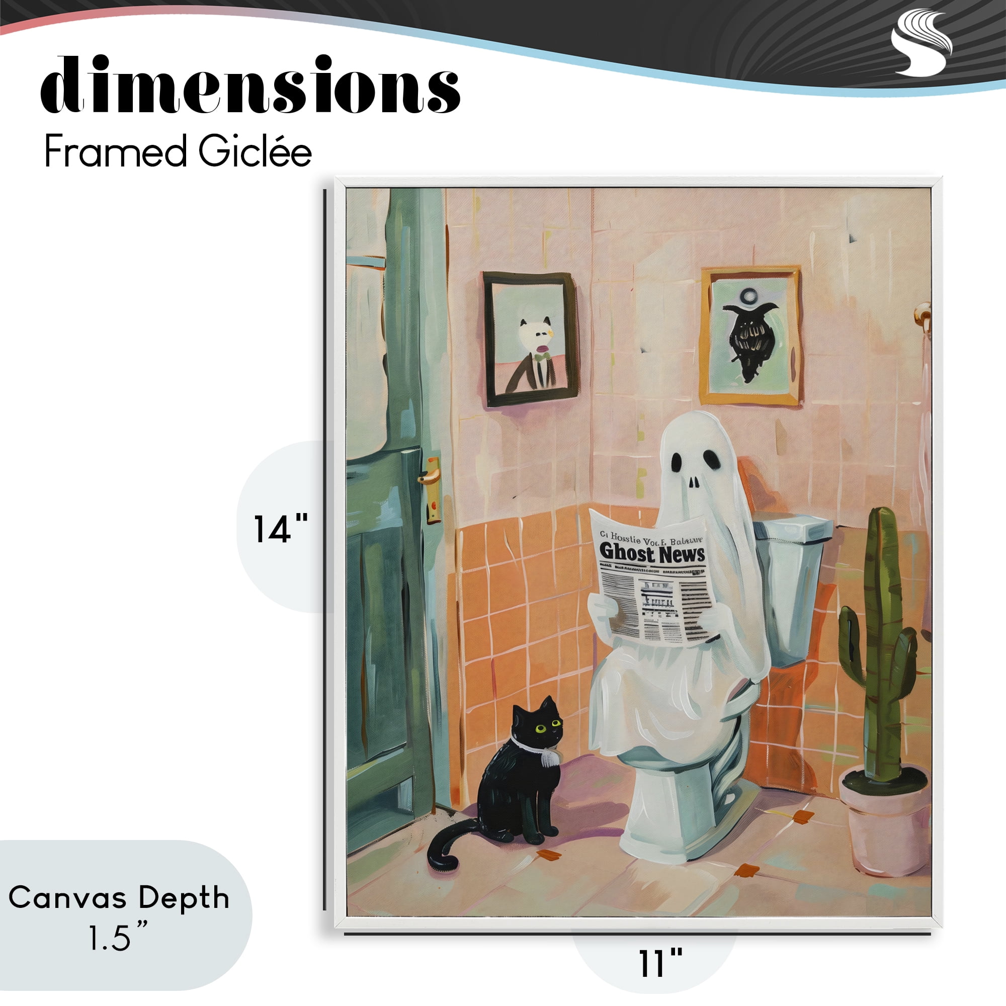 Stupell Industries Ghost Reading Newspaper White Framed Giclee Art, design by The Prints Vibe