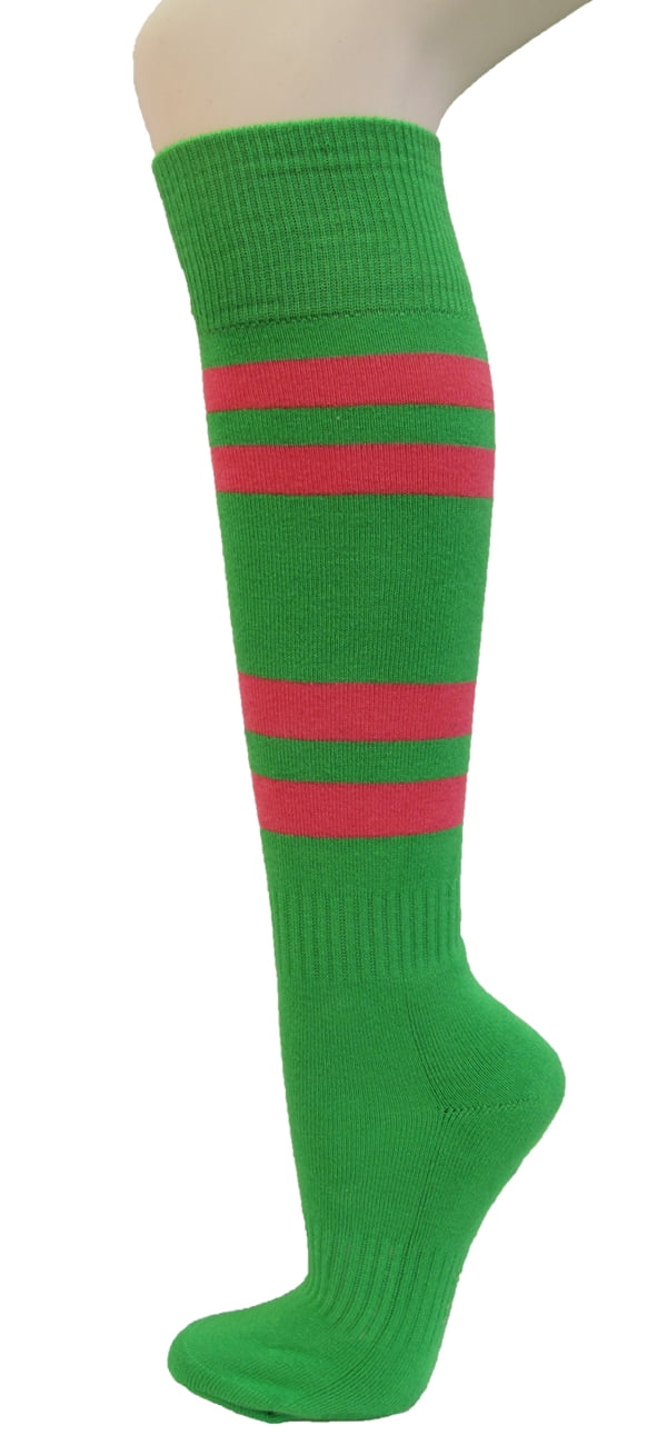 Couver Couver Premium Cotton 4 Stripes Knee High Bright Green