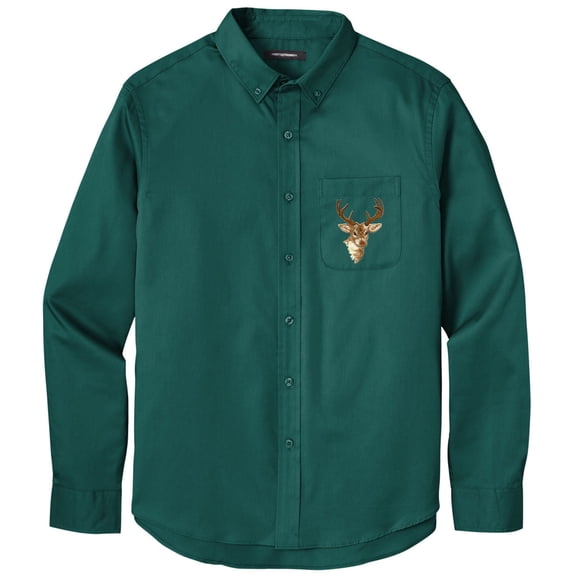 Men's BUCK DEER PATCH Twill Shirt with Pocket, 4XL Marine Green