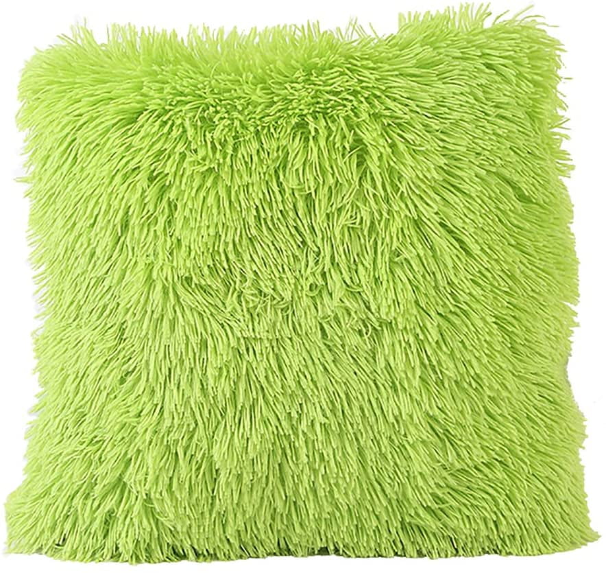 Popeven Luxury Faux Fur Green Fluffy Throw Pillow Covers 18x18 Faux Fur