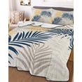 thumbnail image 3 of Quilts Full Size, Blue Yellow Palm Leaves Soft Comforter Bedding Set for Bed, Summer Botanical Tropical Leaf Lightweight Quilted Bedspread with Pillow Cover(2 Pieces) for All Season, 78x90 Inch, 3 of 9