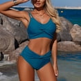 thumbnail image 2 of Duqingm Modlily Swimsuits for Women Women Two Piece Bathing Suits Push Up Bikini Set Halter Swimsuit Vintage Swimwear Navy,L, 2 of 7