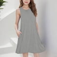 thumbnail image 3 of Ugoldhm Girls Sleeveless Pleated Neck Swing Dress with Pockets - Casual Comfy Summer Tank Dress (5-15 Years), 3 of 8