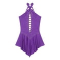 thumbnail image 2 of Aislor Women Rhinestone Lyrical Figure Ice Skating Dress Sleeveless Roller Skating Dance Purple XL, 2 of 7