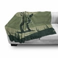 thumbnail image 3 of Razorback Soft Flannel Fleece Throw Blanket, Illustration of Wild Boar Pig on Abstract Landscape, Cozy Plush for Indoor and Outdoor Use, 50" x 70", Sage Green Hunter Green, by Ambesonne, 3 of 6