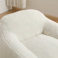 thumbnail image 5 of Bean Bag Chair, Comfy Bean Bag Sofa for Adults, Stuffed Floor Sofa with Supportive Backrest & Armrests, Modern Faux Fur Accent Chair for Living Room & Bedroom, Off White, 5 of 11