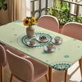 thumbnail image 3 of Green Floral Table Cloths for 4 Foot Rectangle Tables, round Floral Ethnic Abstract Patterned Patio Waterproof Elastic Fitted Tablecloths, Washable Rectangular Table Cover for Camping, 3 of 8