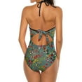 thumbnail image 3 of Maillot de Bain une Pièce à Col en V Profond Turquoise pour Femmes, Monokini de Plage, 3 of 5