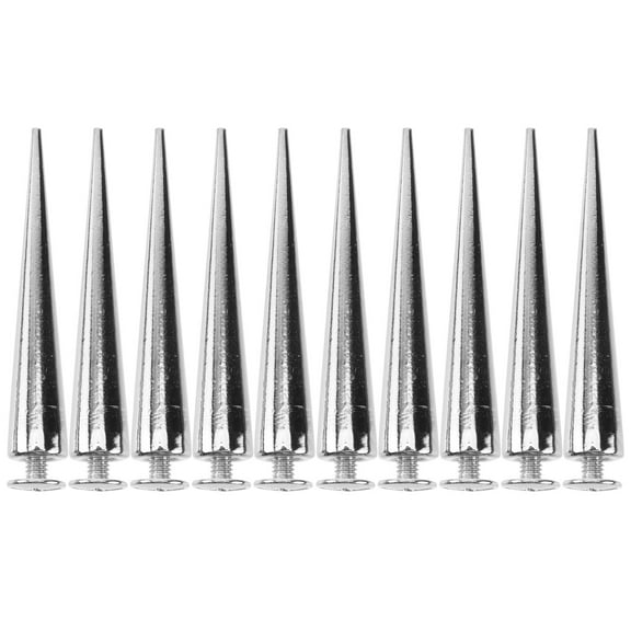 Punk Spikes 10pcs Solid Punk Bullet Large Spikes Metal Leather Rivets DIY Silver Cone Studs