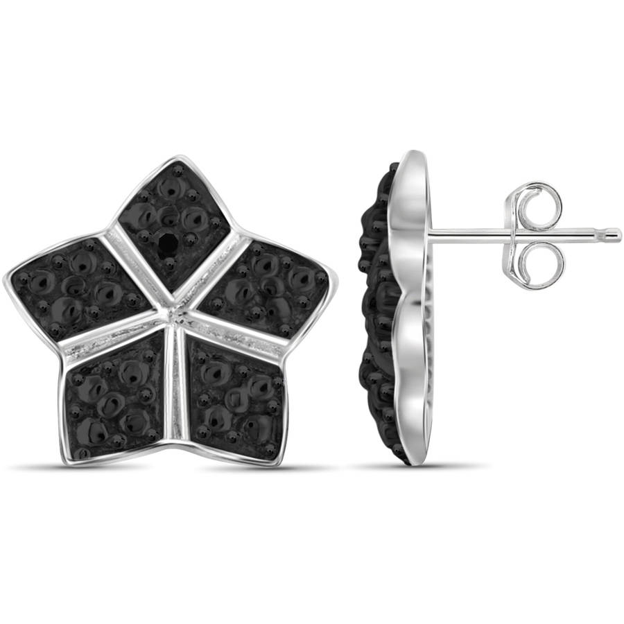 Black Diamond Accent Sterling Silver Earrings