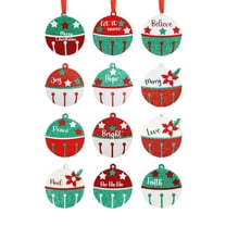 nvzhuang Christmas Tree Ornaments Set 36Pcs Classic Gnome Bell Print Wooden Ornaments Hanging Decorations for Home