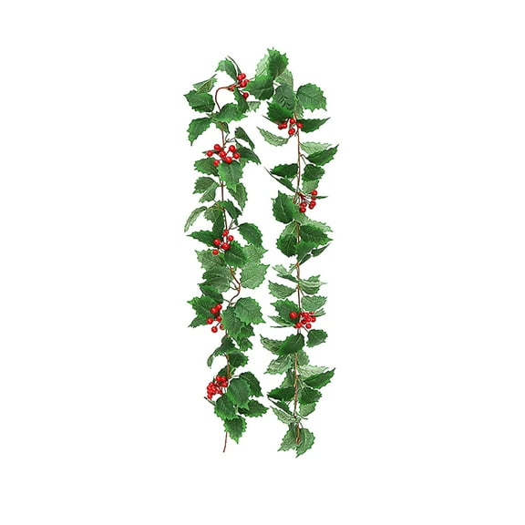 dajkiuy 5.74Ft Red Berry Christmas Garland with Green Leaves, Artificial Holly Berry Garland Xmas Decorations for Indoor Outdoor Home Wedding Winter Party Door Frame Backdrop Decor
