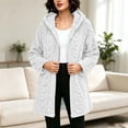 thumbnail image 2 of Mid‑Length Hooded Coat for Women Full Zip Long Sleeve Double-sided Velvet Fleece Jacket Loose Warm Outerwear, 2 of 7