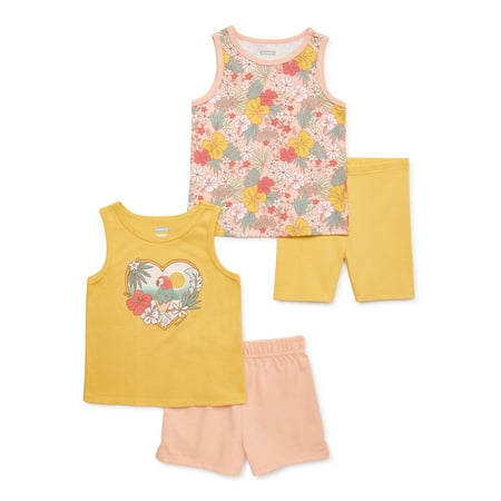 

Garanimals Baby and Toddler Girls Tank and Shorts Outfit Set 4-Piece Sizes 12M-5T