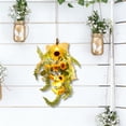 thumbnail image 5 of Artificial Sunflower Swag, Wall Hanging Sunflower Teardrop Wreath with Eucalyptus Leaves Spring Summer Door Swag Wreath for Wedding Arch Front Door Decor 17.7 Inch, 5 of 7