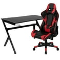 thumbnail image 2 of BizChair Black Gaming Desk and Red/Black Reclining Gaming Chair Set with Cup Holder, Headphone Hook & 2 Wire Management Holes, 2 of 13