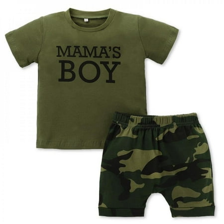 

Patgoal 2022 Newborn Baby Boy T-shirt Set Letter Printed Tops Camouflage Shorts Summer Clothes Toddler Outfits