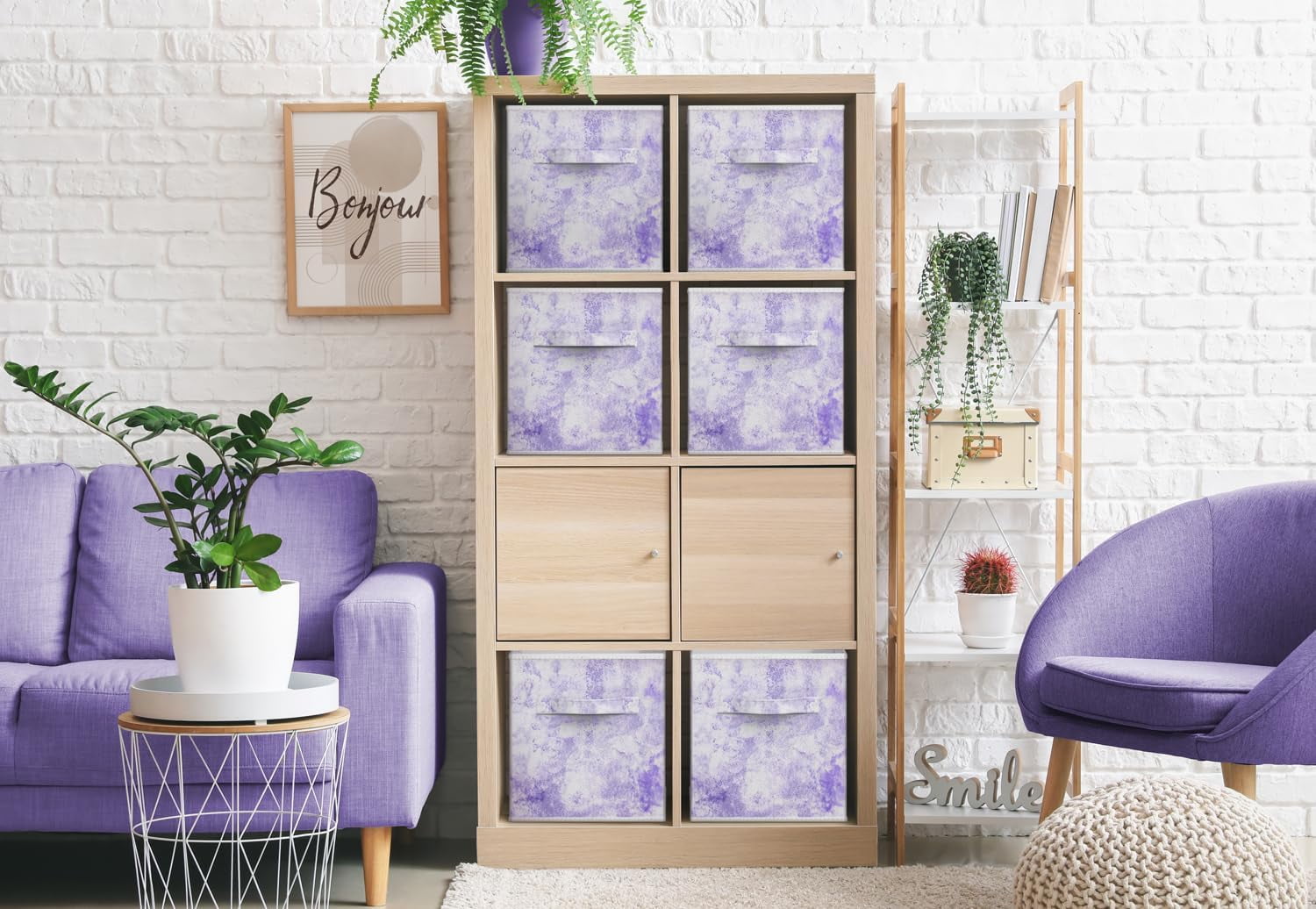 Sorbus 11-Inch Foldable Fabric Storage Cubes, Tie-Dye Purple, 4-Pack