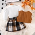 thumbnail image 6 of Toddler Girls Dresses 2T - 3T Girl's Spring School Style Long-Sleeved Inner Shirt + Sleeveless Sweater Vest and Plaid Striped Skirt Set,9 Month-3 Years, 6 of 9