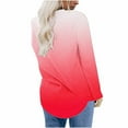 thumbnail image 3 of Long Sleeve T Shirt Tops For Women Round Neck Casual Loose Fitting Summer Fall Comfy Tie-Dye Color Block Gradient T-Shirt Blouse Tops,Hot Pink 1,M, 3 of 4