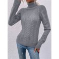 thumbnail image 3 of Long Sleeved Women Fall Winter Turtleneck Slim Sweater Solid Casual Knit Pullovers, 3 of 6