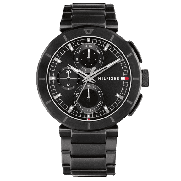 Tommy Hilfiger Lorenzo Chronograph 1792119 Black Dial & Bracelet 44mm Mens Watch