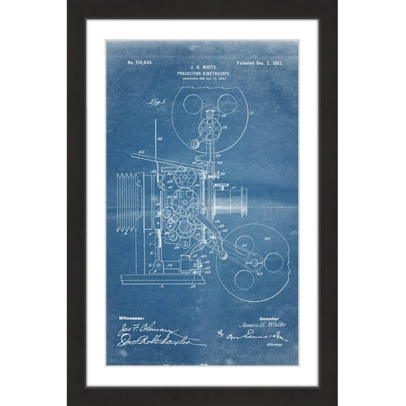 "Projector 1902 Blueprint" Framed Painting Art Print, 12" x 1.5"