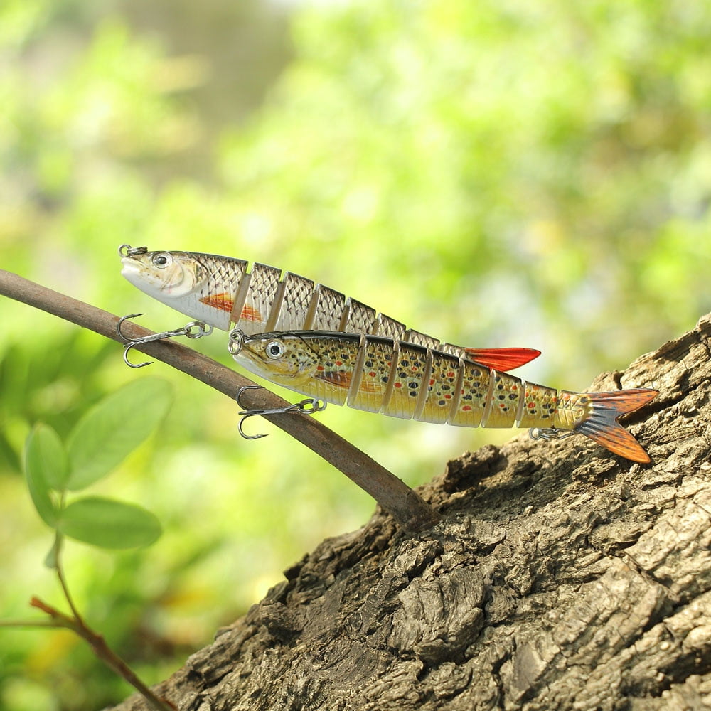 HENGJIA Fishing Lures, 6pcs Large Multi Jointed Fish Fishing Kits Slow Sinking Lifelike Swimbait Freshwater and Saltwater for Trout Bass Lures, 4.92"/0.77oz