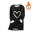 thumbnail image 2 of Aboser Womens Sherpa Lined Sweatshirts Cozy Fleece Loungewear Trendy Heart Printed Pullover Tops Winter Crewneck Long Sleeve Sweatshirt Thermal Casual Undershirts, 2 of 4