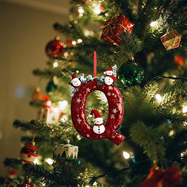 Uuiauoio 26-Piece Alphabet Christmas Ornaments Set with Holiday Designs, Acrylic Letter Tree Pendants for Decor, Festive Xmas Hanging Decorations for Home and Office Displays