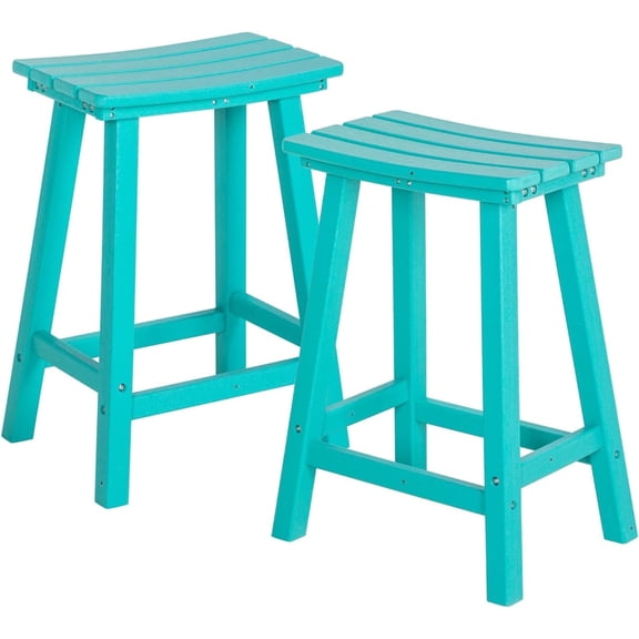 NALONE 24 Inch Outdoor Bar Stools Set of 2, HDPE Bar Chairs with Footrest, Weather Resistant Barstools Outside Bar Height Stools for Bar, Kitchen Counter, Balcony (Aruba, 24'' Barstools Set of 2)