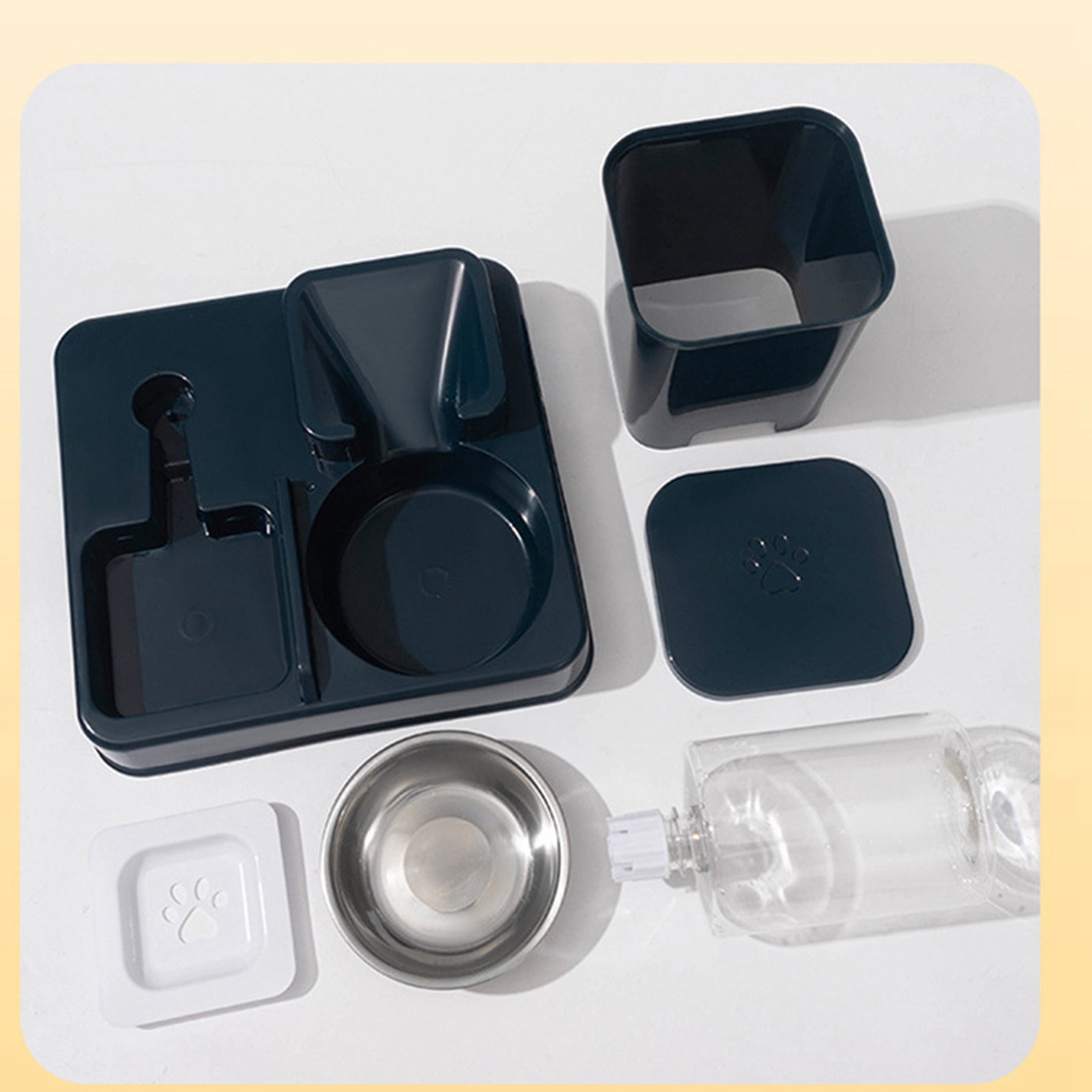 2IN1 Automatic Feeder for Small Dog Cats Feeder Double Bowl Container and Water Dispenser Pet Dishware