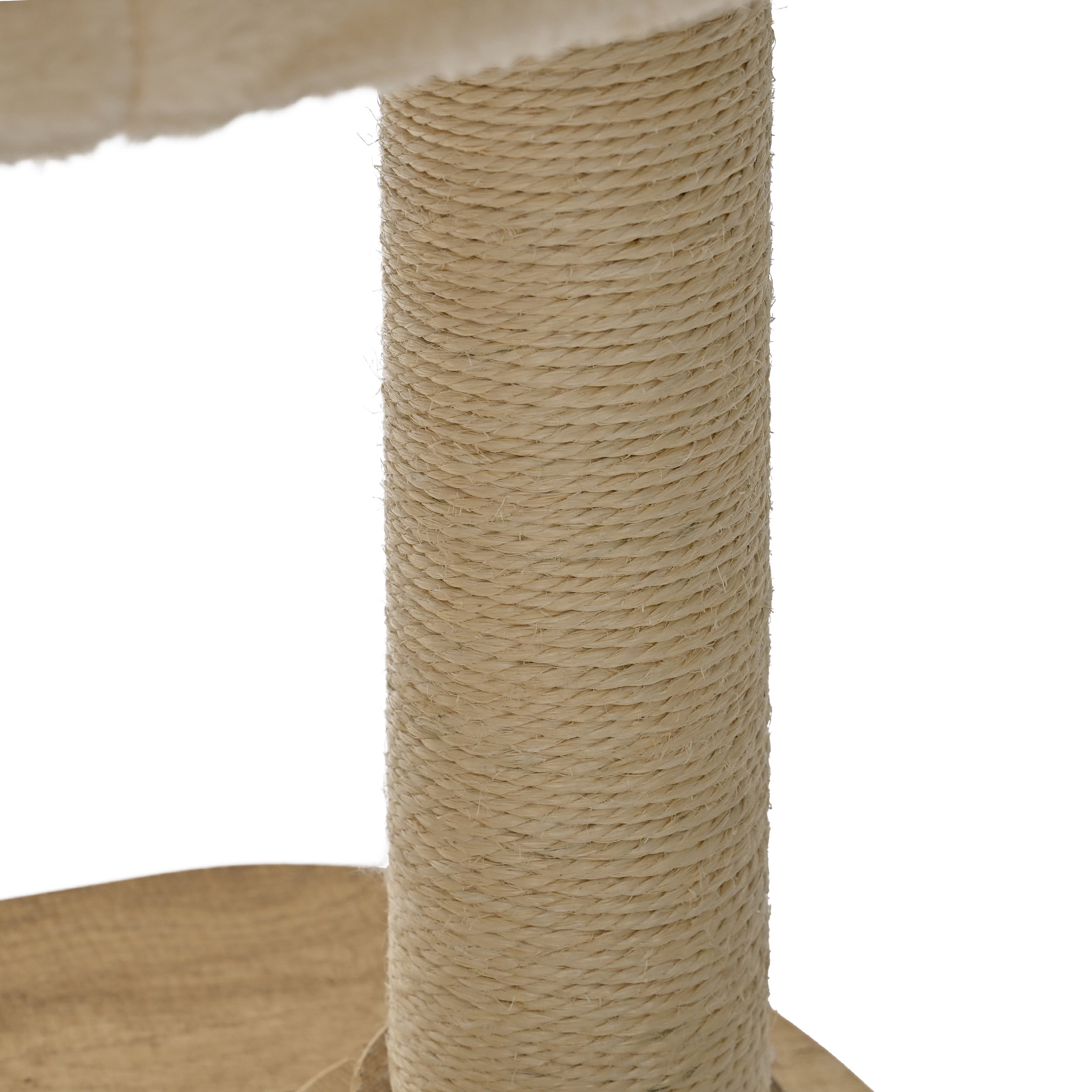 Vibrant Life Double-Post Cat Scratching Post with 2-Level Track Ball, Beige