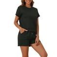 thumbnail image 4 of INSPIRE CHIC Women's Loungewear Short Sleeve Tops and Shorts with Pockets Outfits Matching Lounge Pajama Sets XS Black, 4 of 5