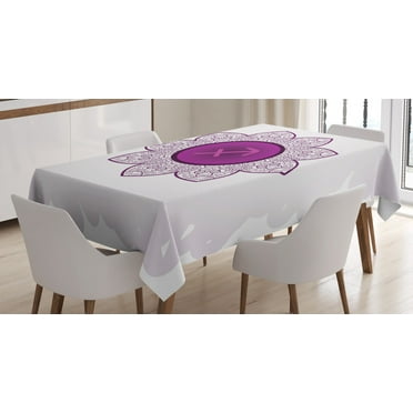 Ambesonne Sagittarius Tablecloth Rectangular Table Cover, Horoscope Floral, 52"x70", Purple and White