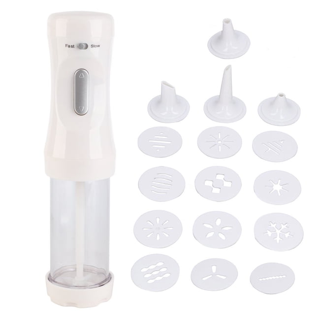 Dsseng Electric Cookie Press Cake Cookies Maker Kit with 12 Interchangeable Discs and 4 Icing Tips for DIY Cookies Decorating