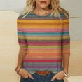 thumbnail image 2 of Bxsruta Tops for Women, Printed Round Neck 3/4 Sleeve T-Shirt Lightweight Knit Pullover Top, 2 of 6