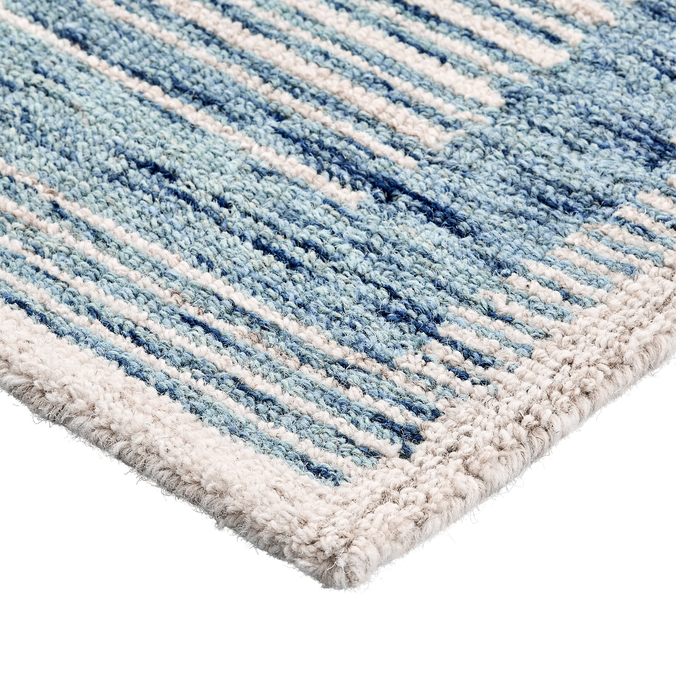Better Homes & Gardens Blue Abstract Wool Blend Indoor Runner Rug, 27" x 84"
