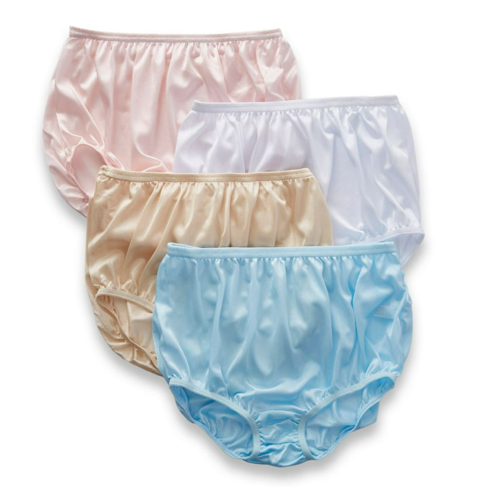 Teri Womens Teri 331 Full Cut Nylon Brief Panty 4 Pack Assorted 6